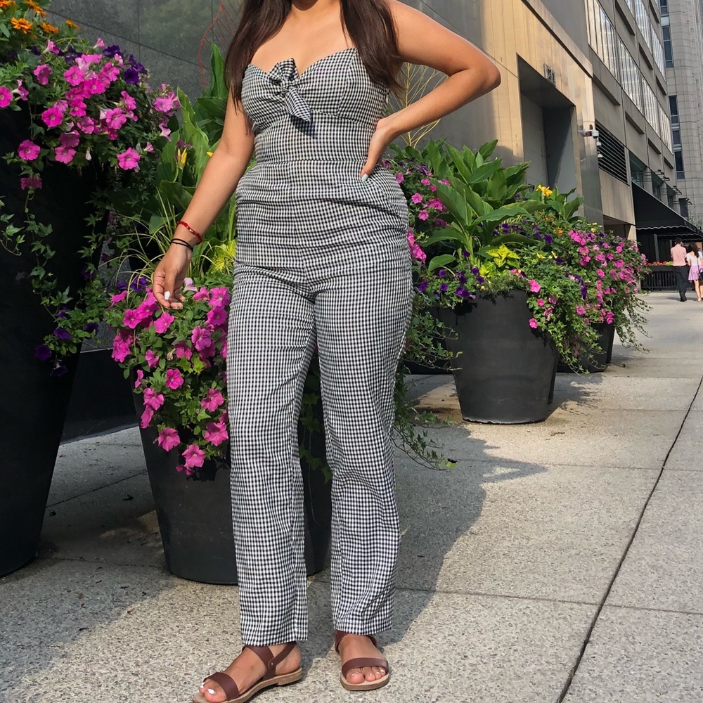 Forever 21 gingham print jumpsuit